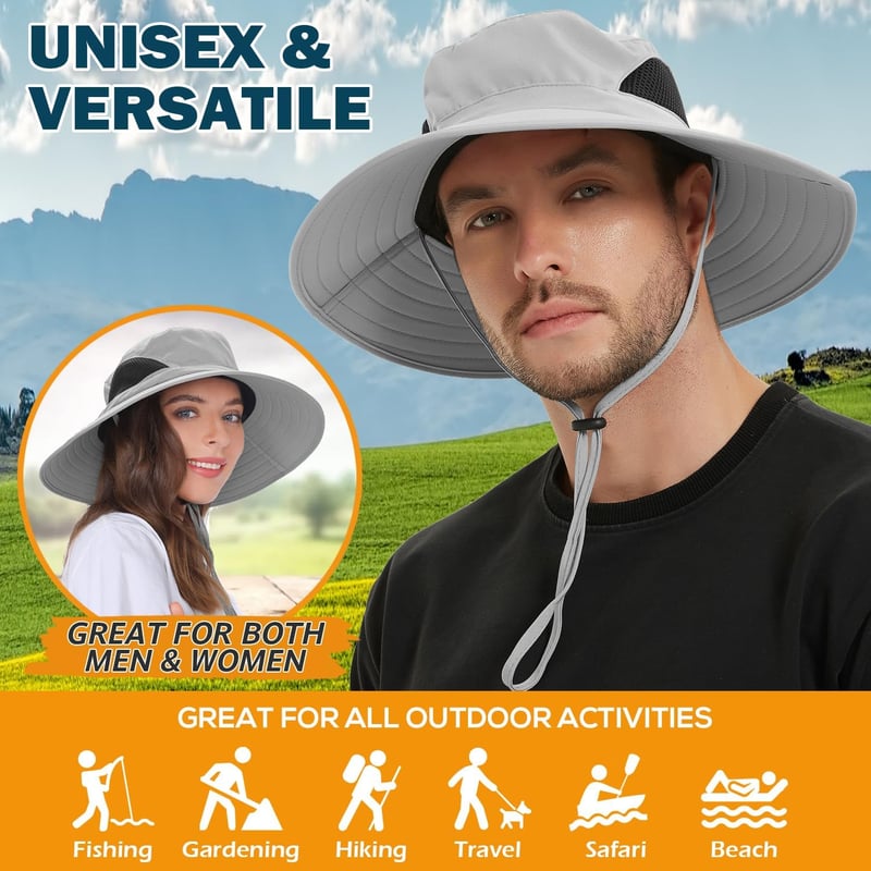 UPF 50+ Waterproof Wide Brim Sun Hat for Men & Women
