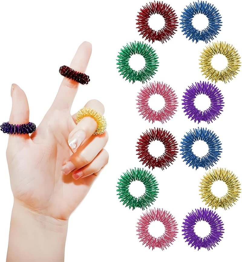 Acupressure Fidget Rings, 6 Colors, Stress Relief & Finger Massage