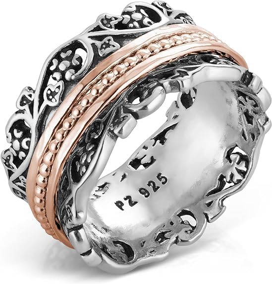 925 Sterling Silver Spinner Ring for Women, Handcrafted Vintage Design