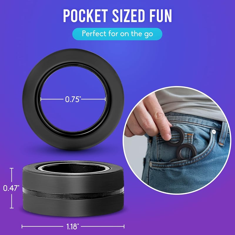 Teen Gift: Black Magnetic Fidget Rings for Spinning Fun
