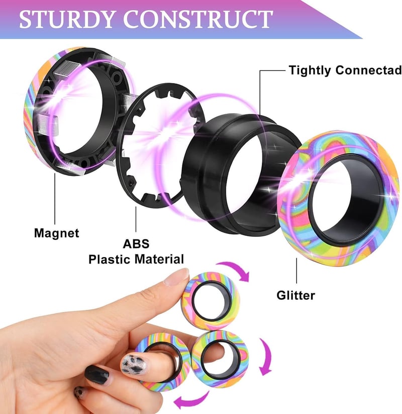 Magnetic Fidget Rings Set – Anxiety Relief Toy for Teens & Adults