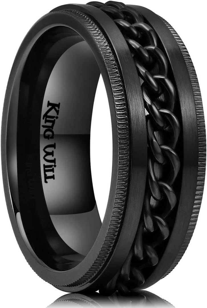 Men's Spinner Wedding Band, 316L Stainless Steel, 8mm