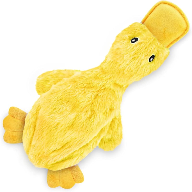 Crinkle Dog Toy - No-Stuffing Duck with Squeaker for All Breeds