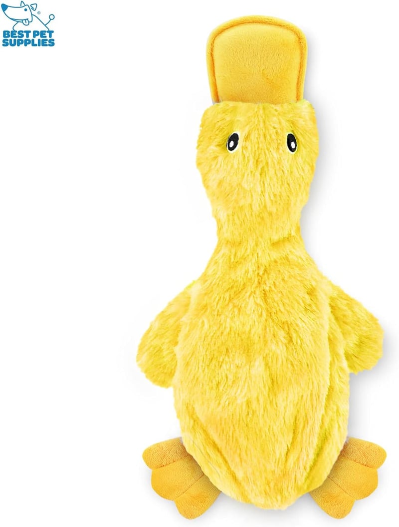 Crinkle Dog Toy - No-Stuffing Duck with Squeaker for All Breeds
