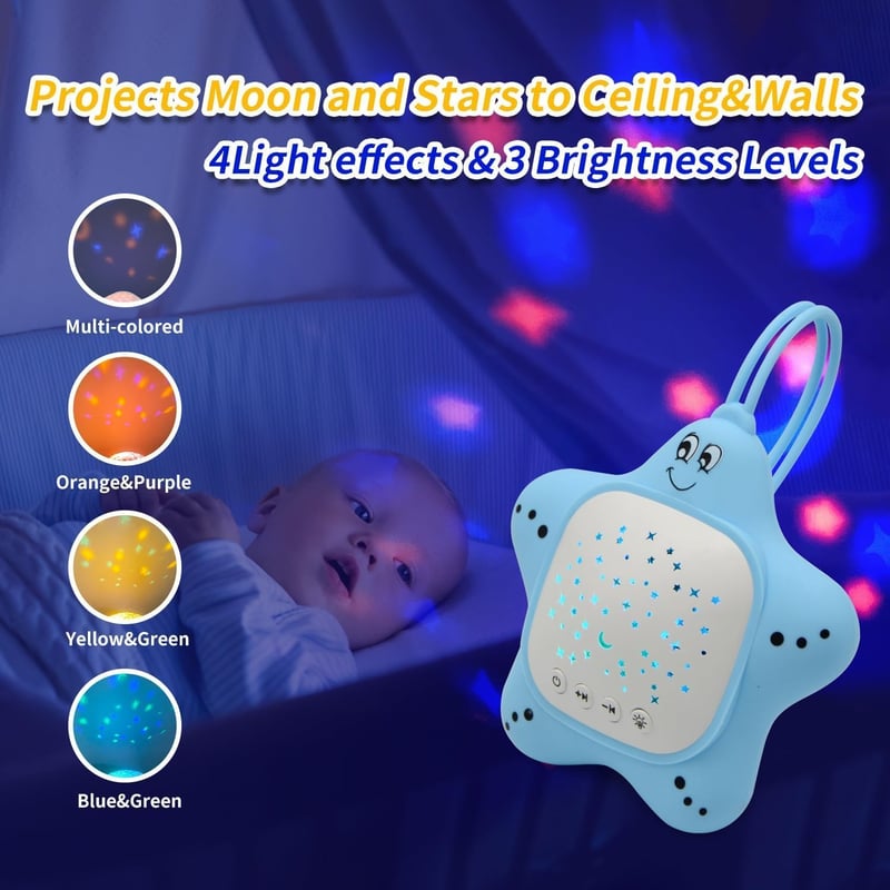 Rechargeable Baby White Noise Machine with Night Light & Projector