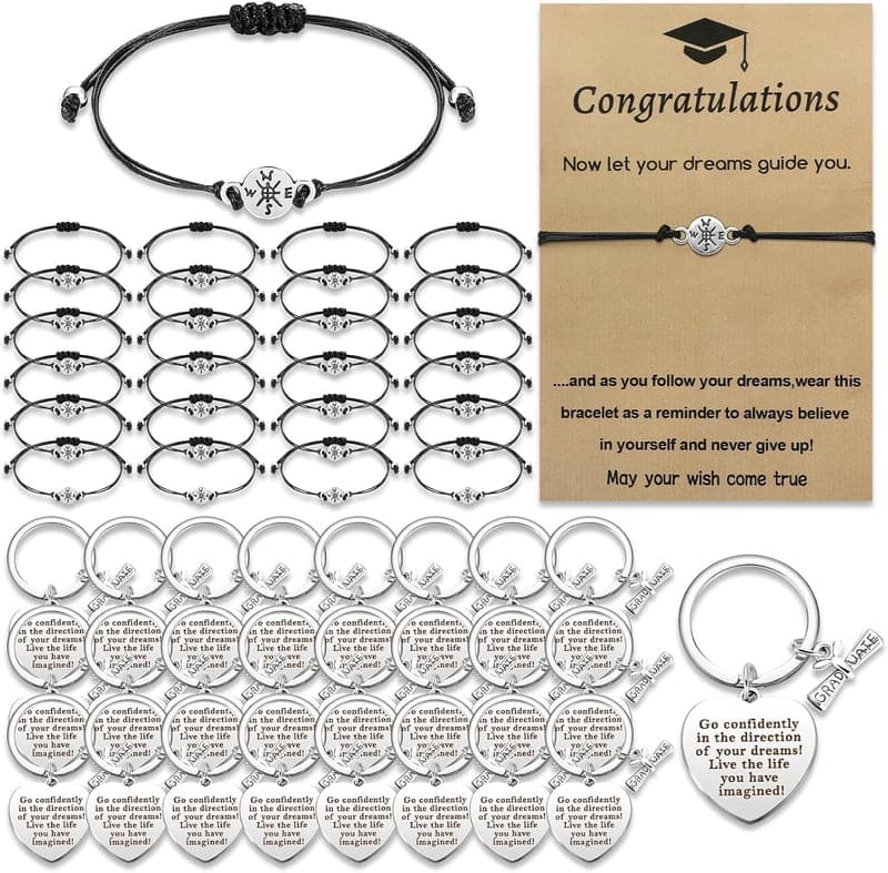 2025 Graduation Bracelet & Keychain Gift Set for Men & Women