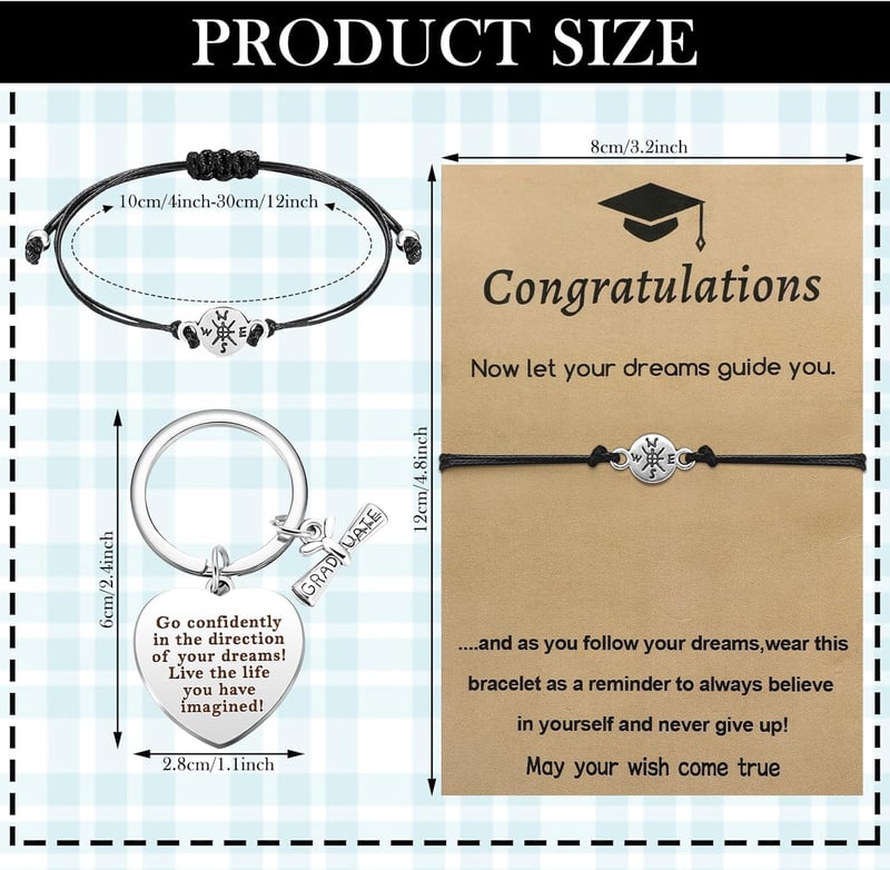 2025 Graduation Bracelet & Keychain Gift Set for Men & Women