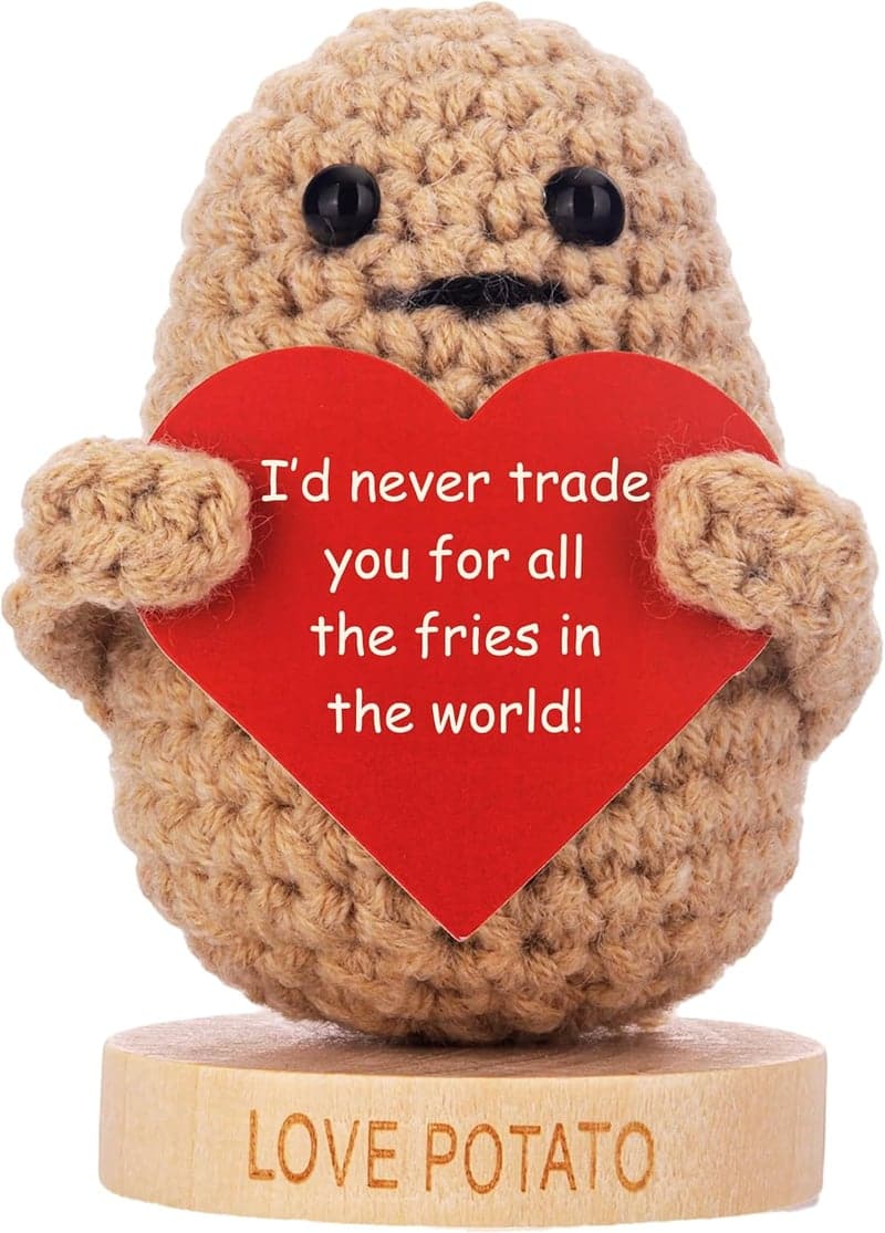 Anniversary Potato Crochet Doll with Love Notes for Him