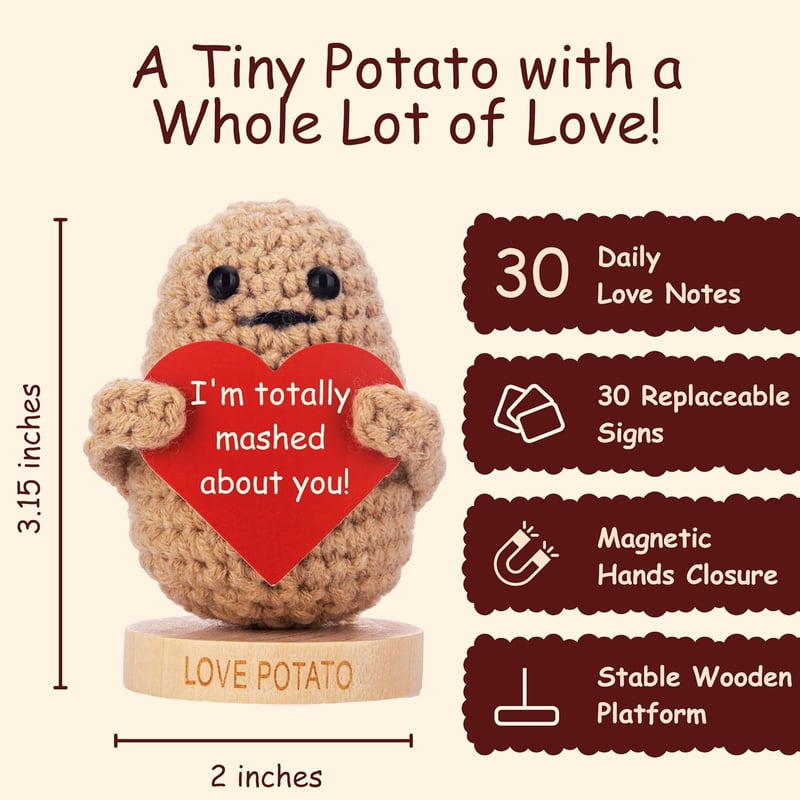 Anniversary Potato Crochet Doll with Love Notes for Him