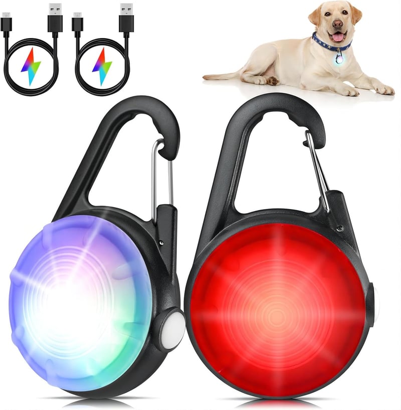 Night Walking Dog Collar Light - Waterproof, USB Rechargeable (2 Pack)