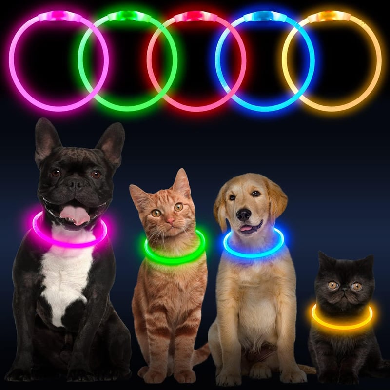 LED Dog Collar USB Rechargeable Glow-in-the-Dark (Green)