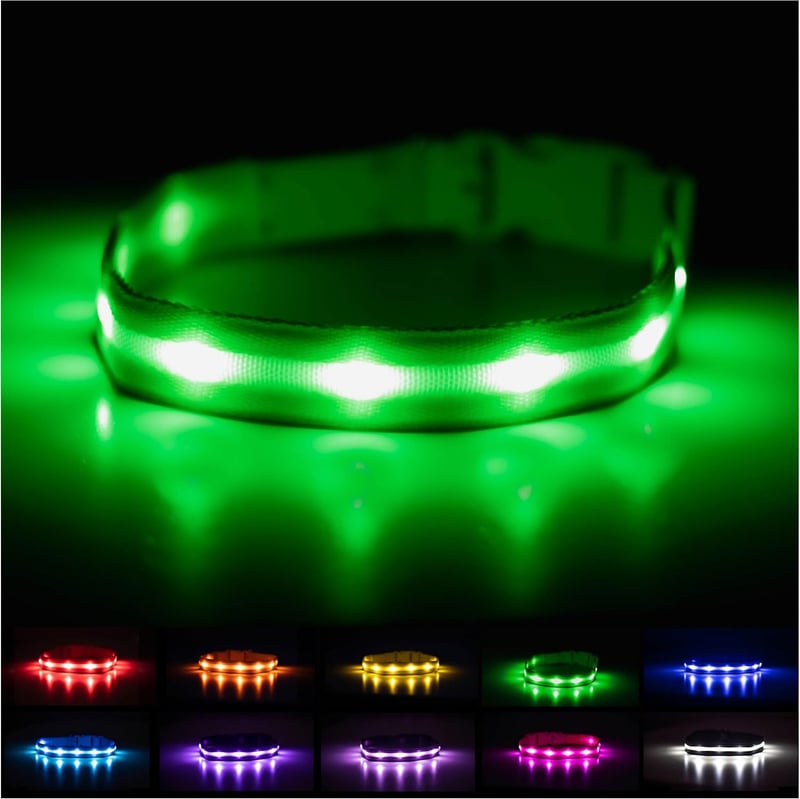LED Light-Up Dog Collar – USB Rechargeable, Waterproof, 1,000 ft Visibility
