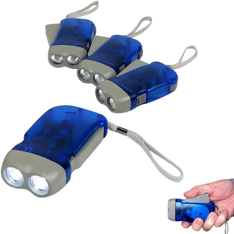 Emergency Hand Crank Flashlights, 4-Pack - LED Lights for Camping & Home