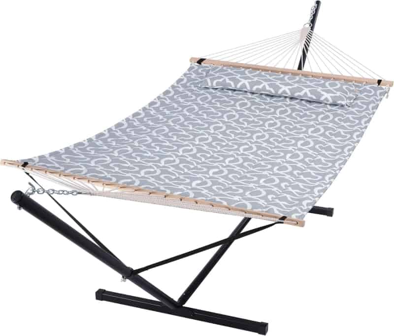Outdoor Double Hammock with Stand & Pillow, 475lbs Capacity