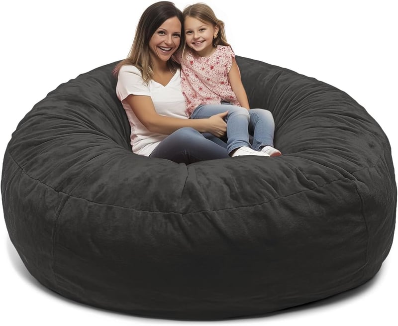 6ft Grey Suede Bean Bag Chair for Adults