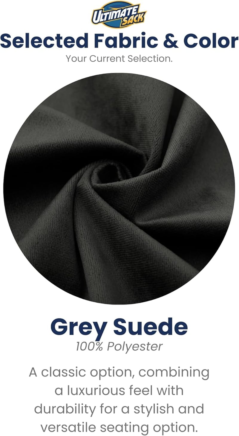 6ft Grey Suede Bean Bag Chair for Adults