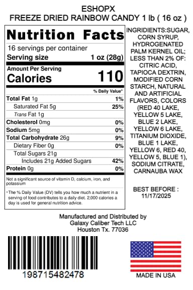 Freeze-Dried Candy Bag - 1 lb Fruity Rainbow Snack Gift