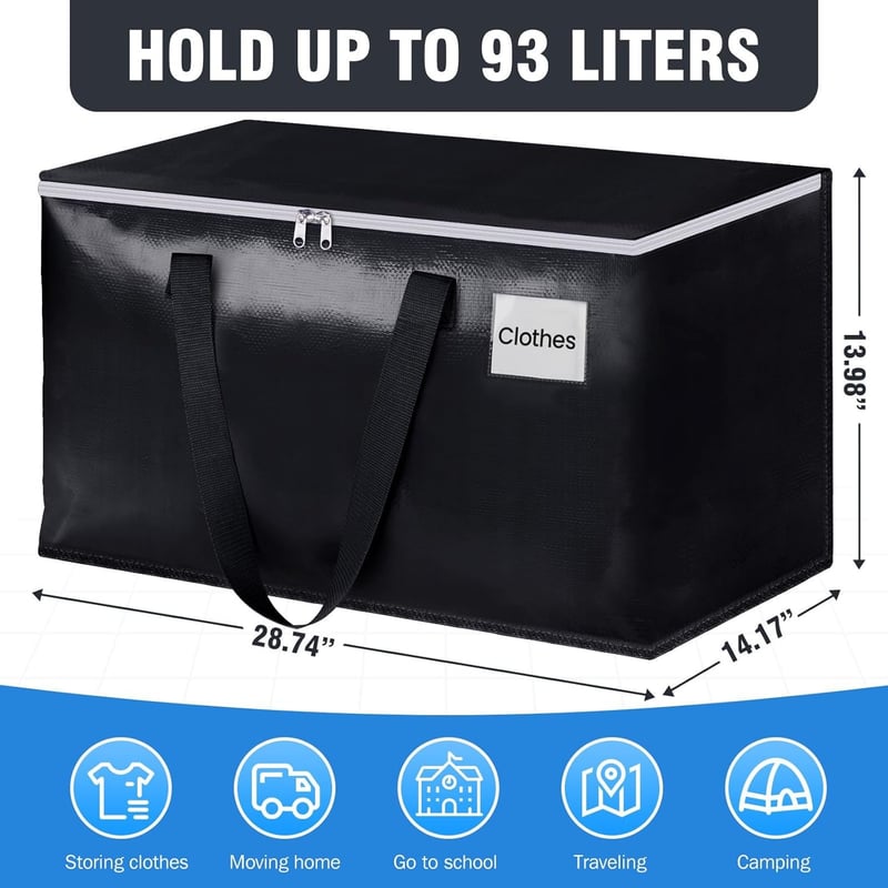 Moving Bags with Zippers, 93L, 6-Pack
