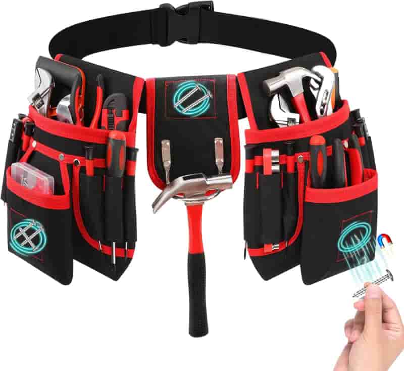 Heavy-Duty Magnetic Tool Belt, 26 Pockets for Men