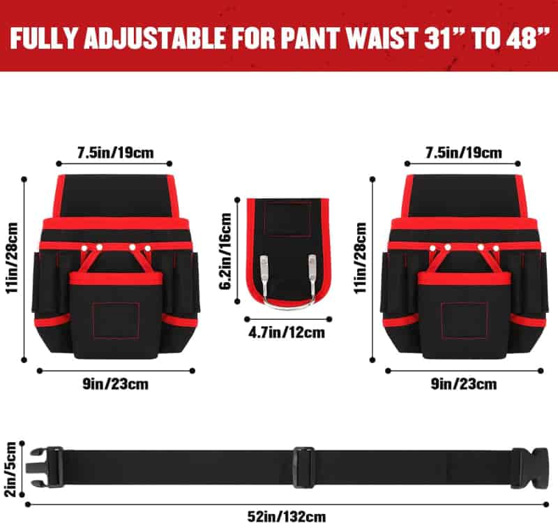 Heavy-Duty Magnetic Tool Belt, 26 Pockets for Men