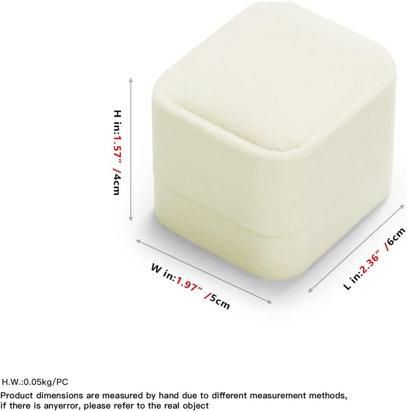 Wedding Velvet Ring Box - White Jewelry Gift Case