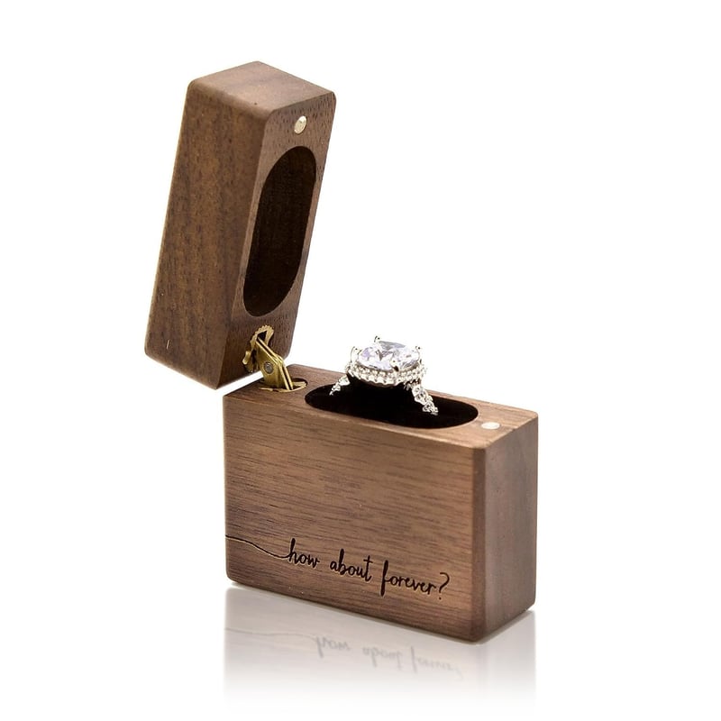Engraved Wooden Proposal Ring Box for Weddings & Engagements