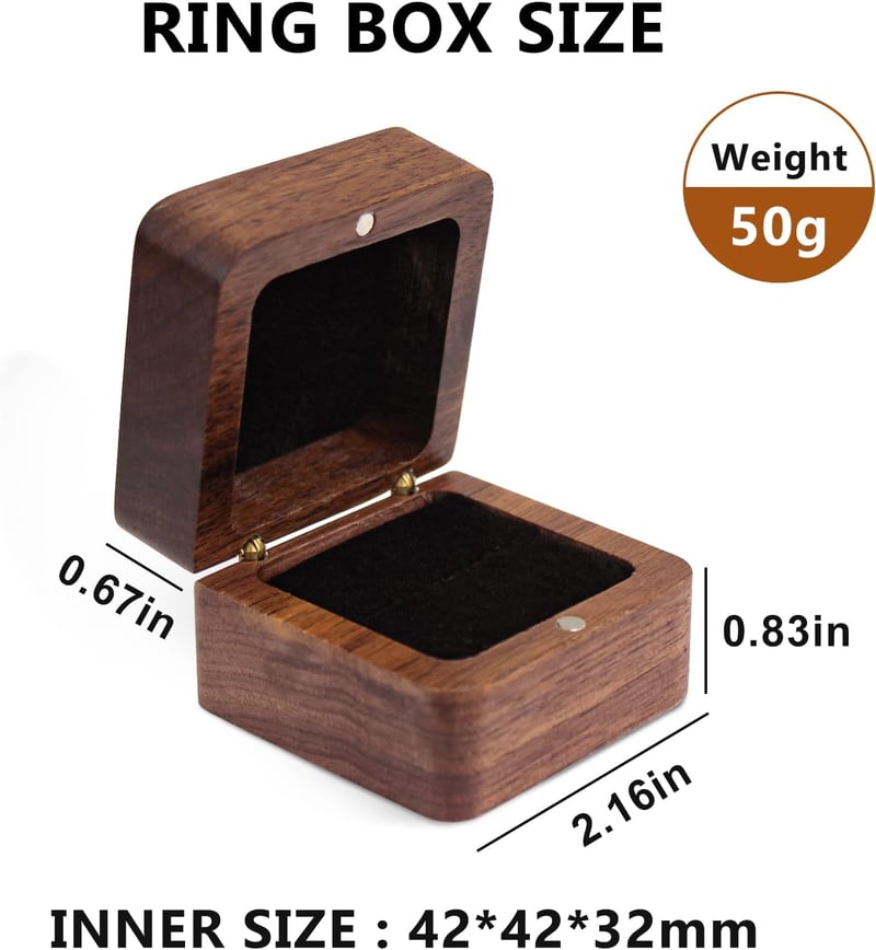 Engagement Wooden Ring Box - Personalized Single Slot, Black