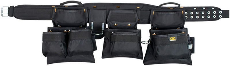 Professional Carpenter's Black Tool Belt, 18 Pocket