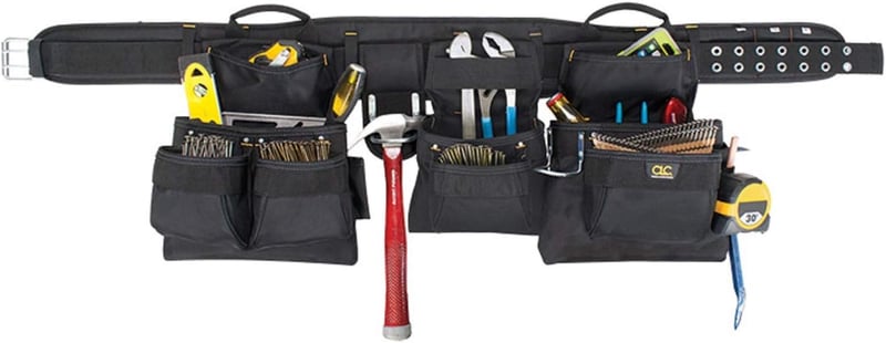 Professional Carpenter's Black Tool Belt, 18 Pocket