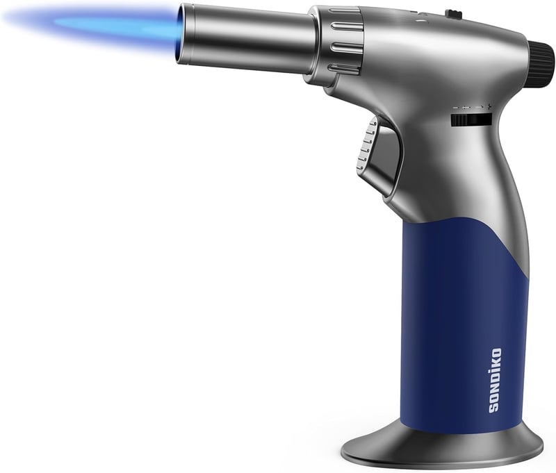 Dual Flame Refillable Butane Kitchen Torch for Cooking & Baking