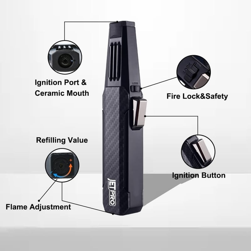 Butane Kitchen Torch with Adjustable Flame – Black