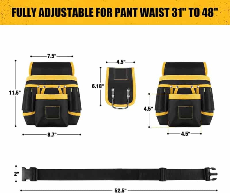 Heavy Duty Magnetic Tool Belt, 26 Pockets for Men