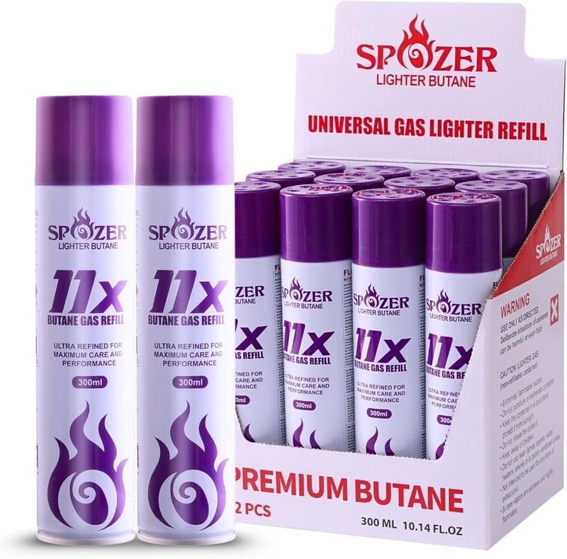 12 Cans Universal Refined Butane Gas Refill, 300ml