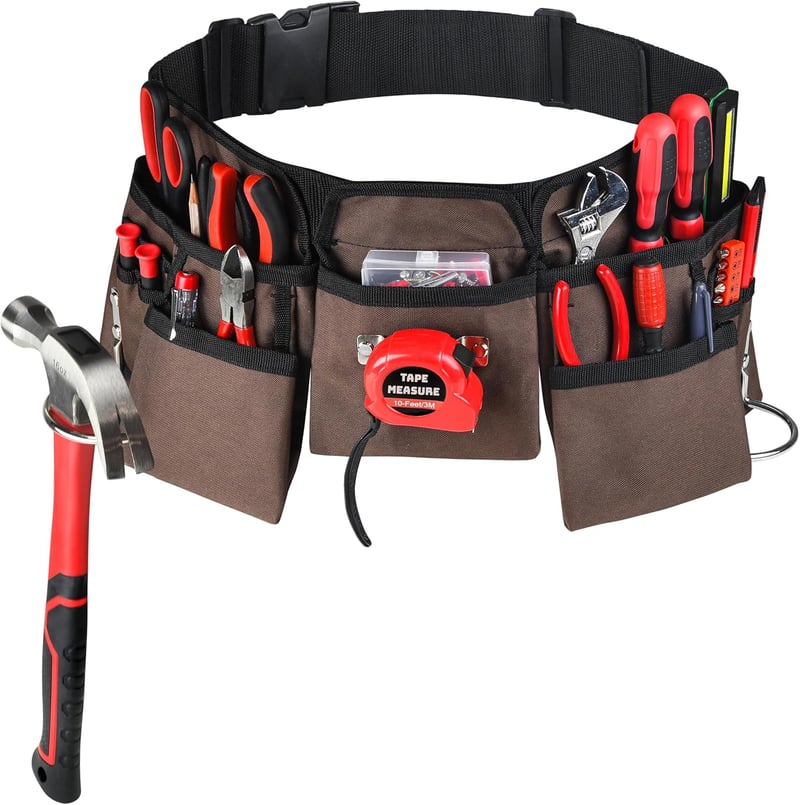 Heavy Duty Construction Tool Belt, 19 Pockets