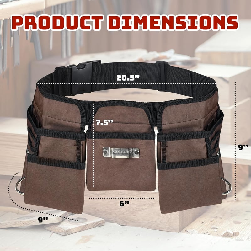 Heavy Duty Construction Tool Belt, 19 Pockets