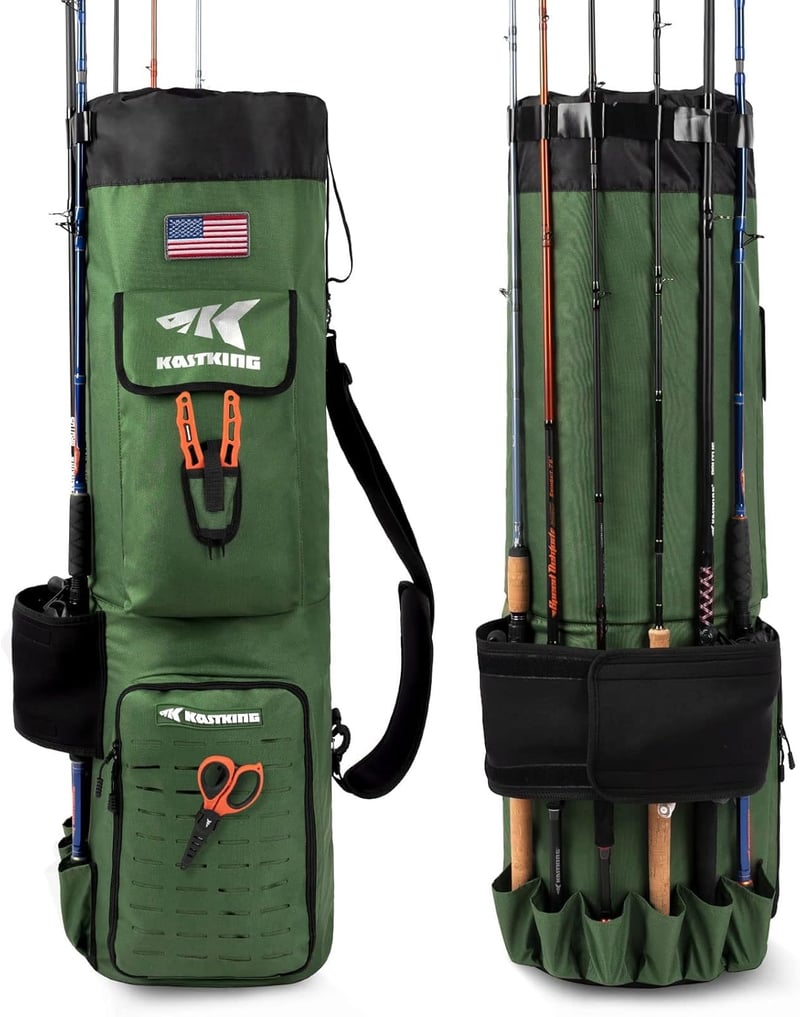 Fishing Tackle Bag with Rod Storage, 81L Water-Resistant Gear Case