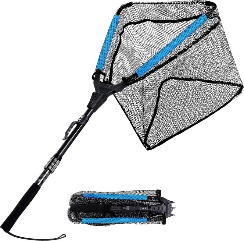 Foldable Fishing Net with Telescopic Handle and Nylon Mesh