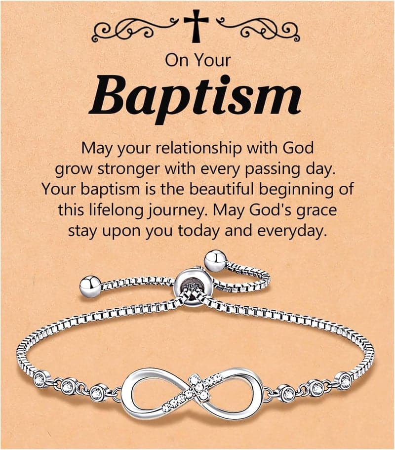 Baptism Infinity CZ Cross Bracelet for Women