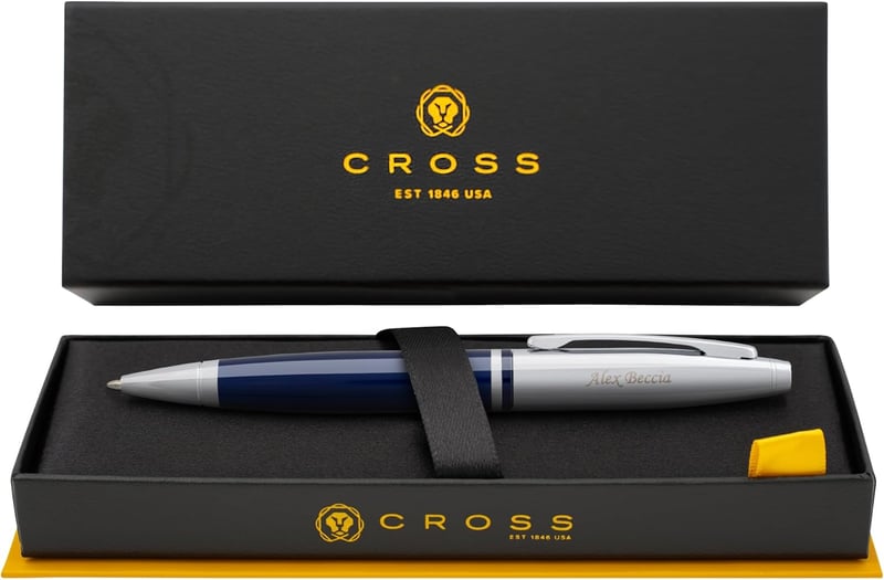 Graduation Gift Cross Ballpoint Pen, Blue Lacquer Chrome Cap