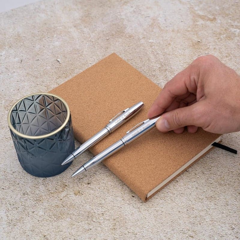 Personalized Pen & Pencil Set - Engraved Chrome