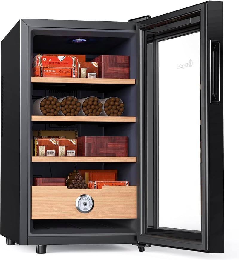 48L Electric Cigar Humidor with Cedar Shelves – Gift for Men