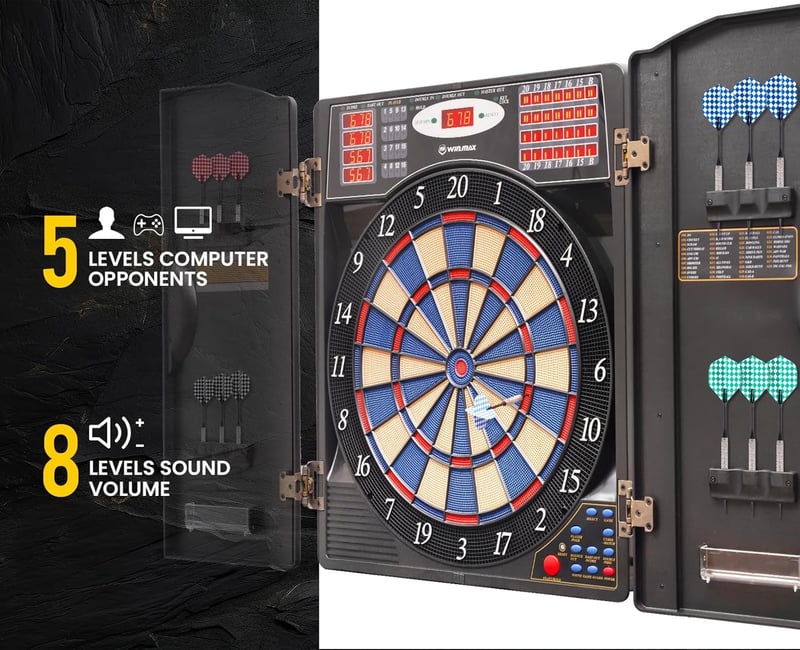 LED Electronic Dartboard Cabinet Set for Adults, 16 Players, 38 Games