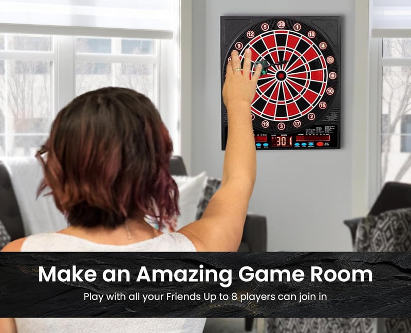 Electronic Dartboard with LED Display & 12 Darts for Adults