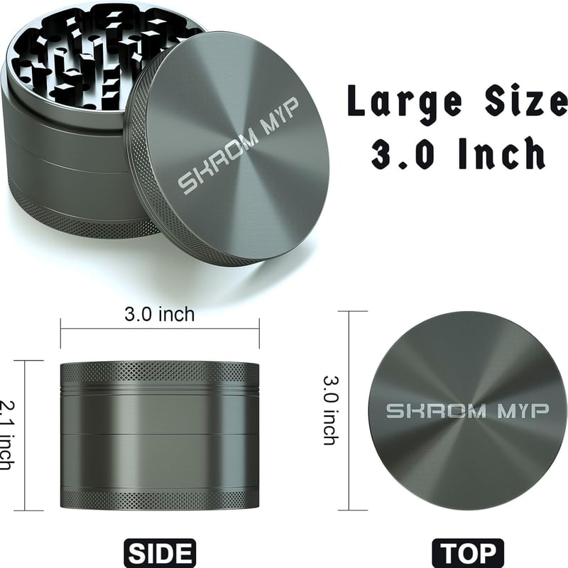 Aluminum Spice Grinder, 3.0 Inch Grey