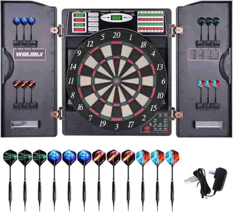 LED Digital Electronic Dartboard with Cabinet & 12 Soft-Tip Darts