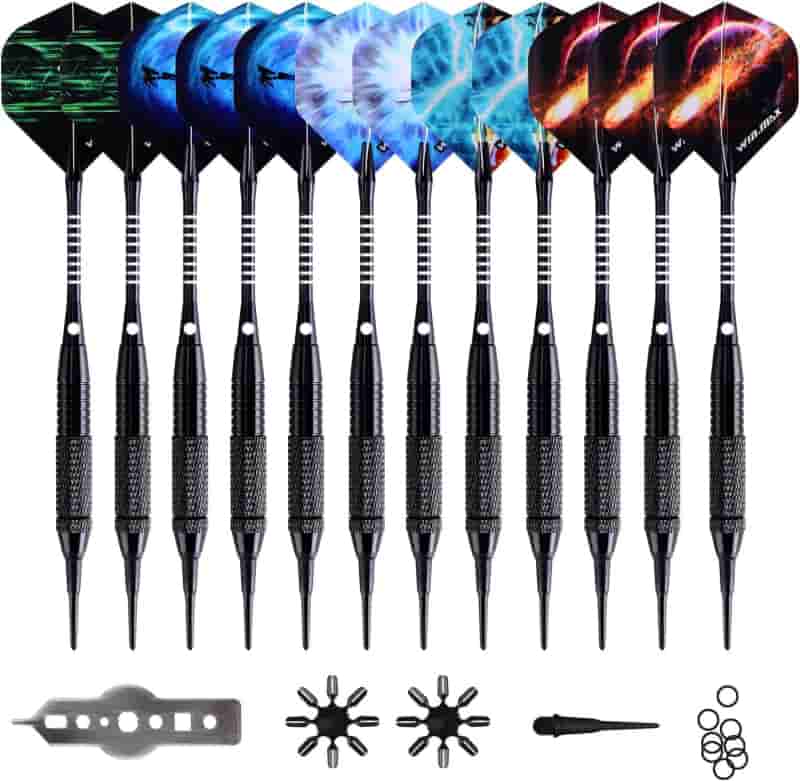Soft Tip Darts Set, 18g, 12 Pcs with Extra Tips & Accessories
