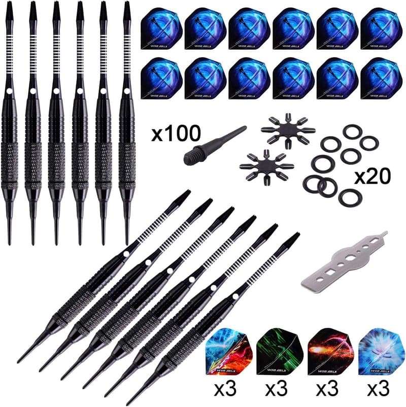 Soft Tip Darts Set, 18g, 12 Pcs with Extra Tips & Accessories