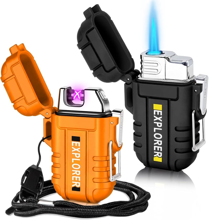 Outdoor USB Dual Arc Flameless Lighters, 2-Pack