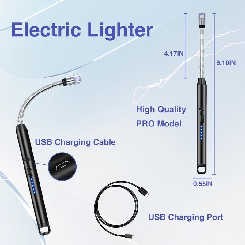 Electric Candle Lighter Set, Flameless Arc, Flexible Neck