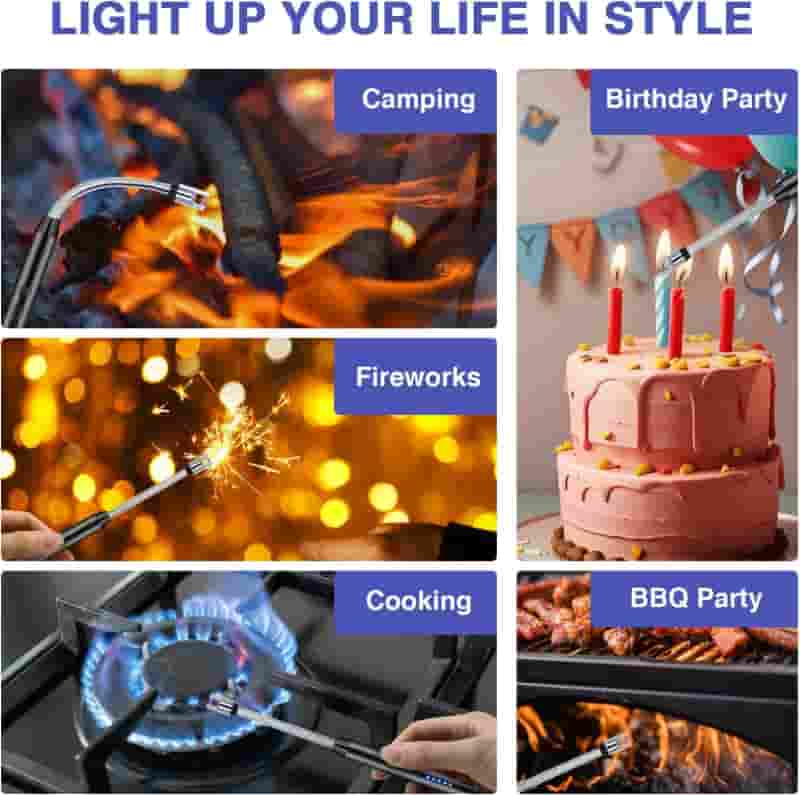 Electric Candle Lighter Set, Flameless Arc, Flexible Neck
